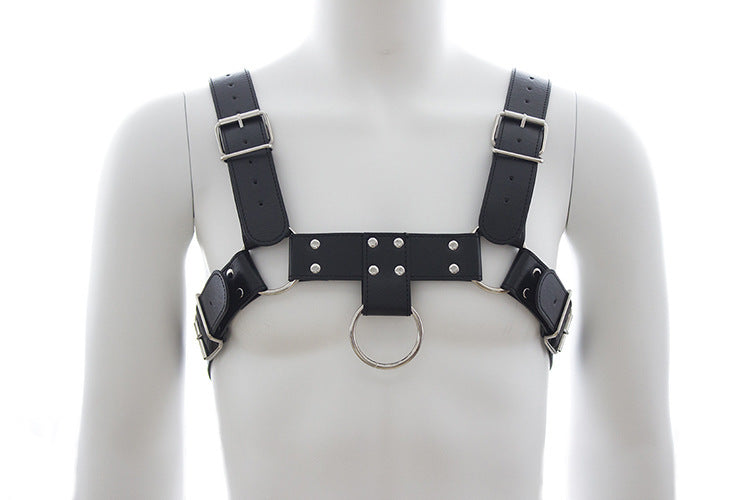 Image of SM bondage one-piece erotic leather erotic underwear male gay abuse male slave sm props bondage male chest strap